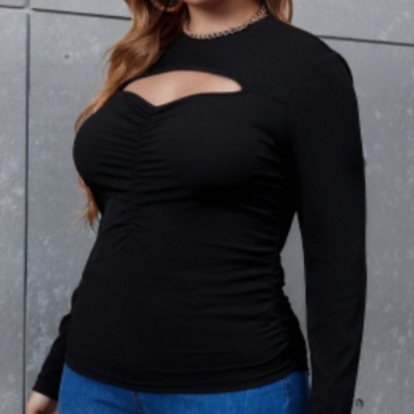 SHEIN Tops - Shein Curve Ruched Solid Black Top 2XL